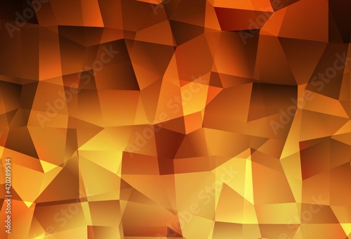 Dark Orange vector low poly background.