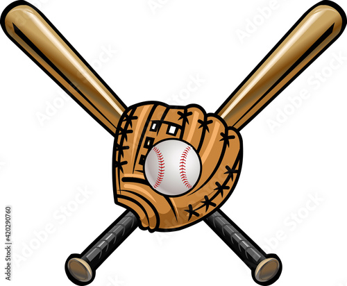 Ball and cross bat  with mitt
