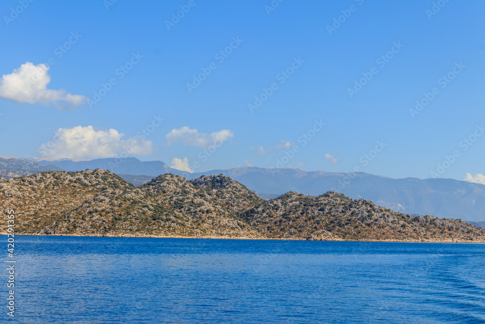 View of the Taurus mountains and the Mediterranean sea near Demre, Antalya province in Turkey View of the Taurus mountains and the Mediterranean sea near Demre, Antalya province in Turkey