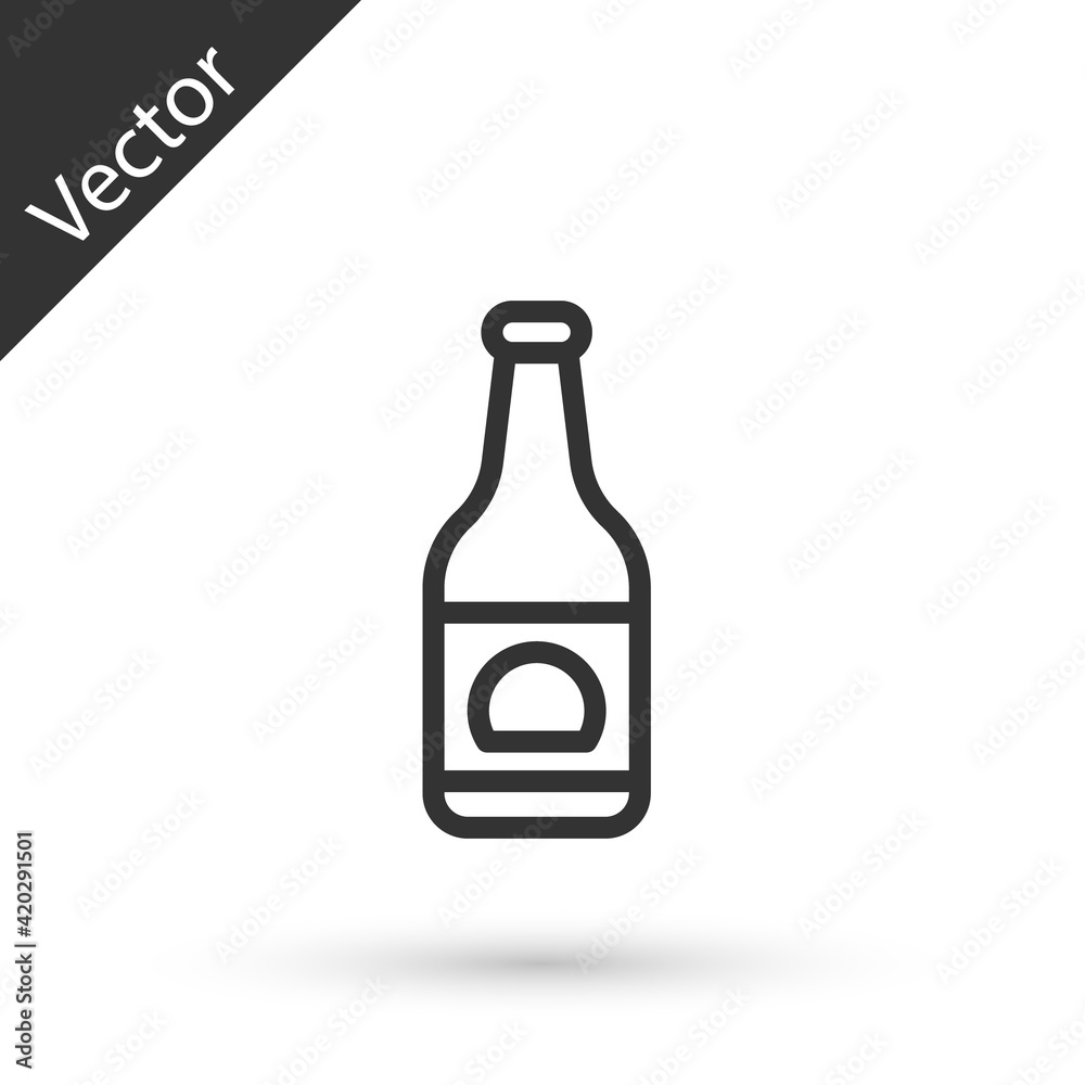 Grey line Beer bottle icon isolated on white background. Vector Grey line Beer bottle icon isolated on white background. Vector