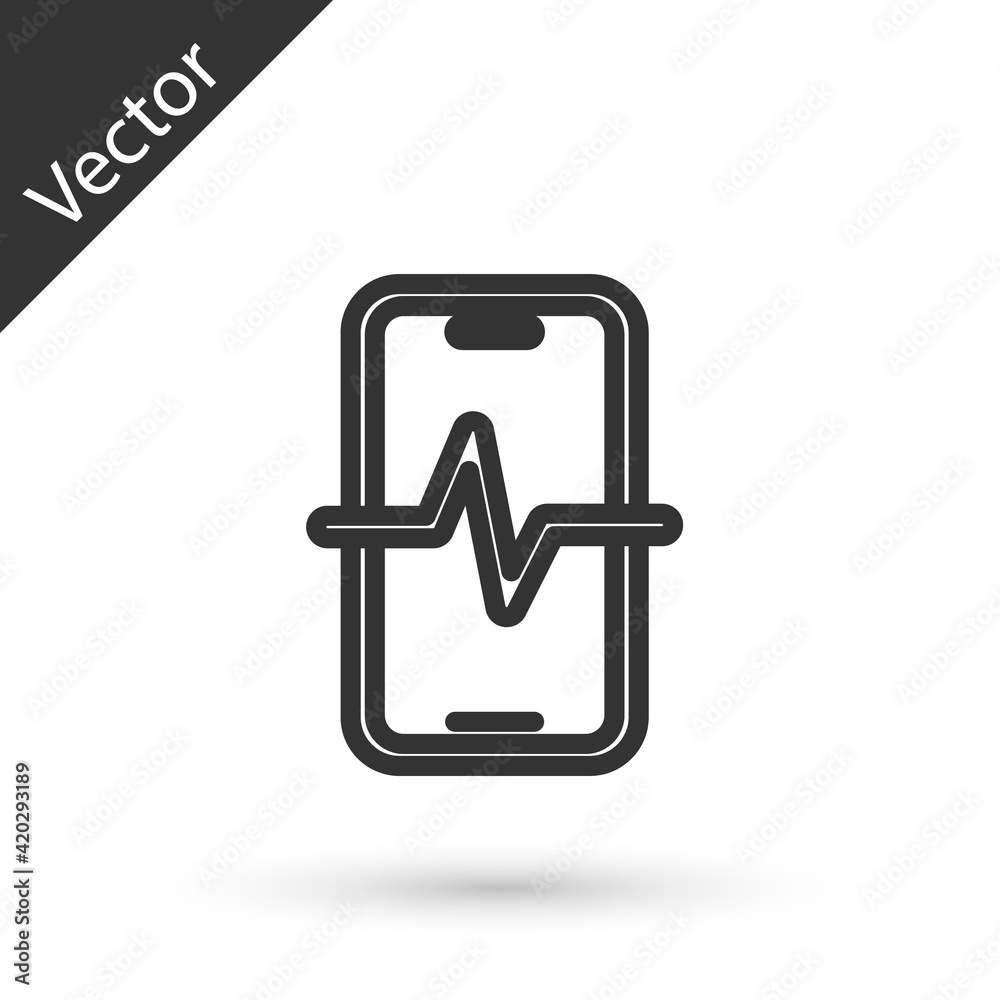 Grey line Phone repair service icon isolated on white background. Adjusting, service, setting, maintenance, repair, fixing. Vector Grey line Phone repair service icon isolated on white background. Adjusting, service, setting, maintenance, repair, fixing. Vector