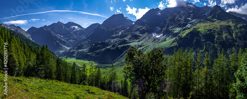 Mountains In Nationalpark Hohe Tauern And Peak Of Grossglockner In Austria