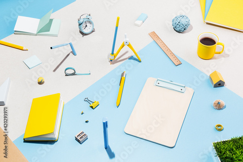 School supplies and notepad. Back to school concept. 