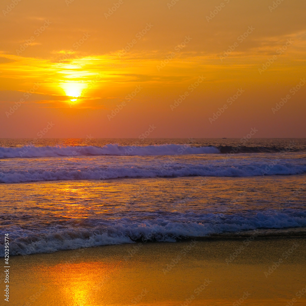 Seascape in early morning, sunrise over sea. Nature landscape