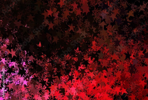 Dark Red, Yellow vector background with xmas snowflakes, stars.