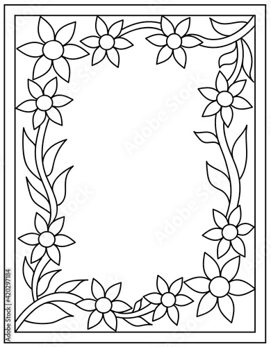  Floral border template  kids drawing page   