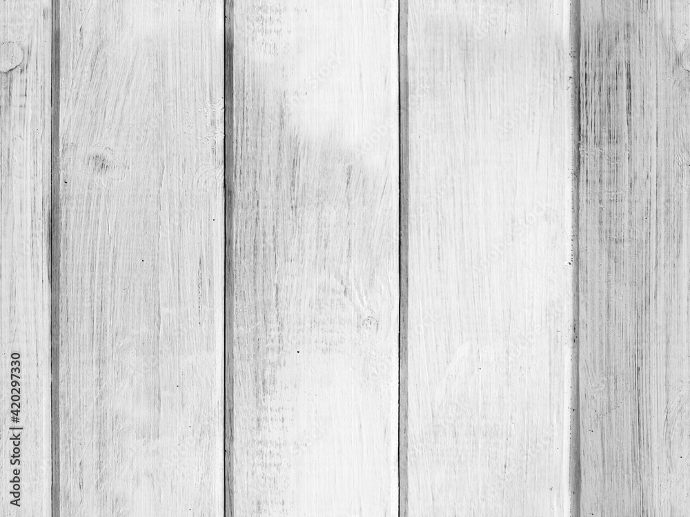 Fototapeta premium Old white wooden wall with grungy paint layer, seamless texture
