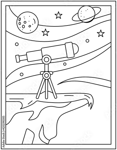 
A telescope in flat design, astrophysics vector 


