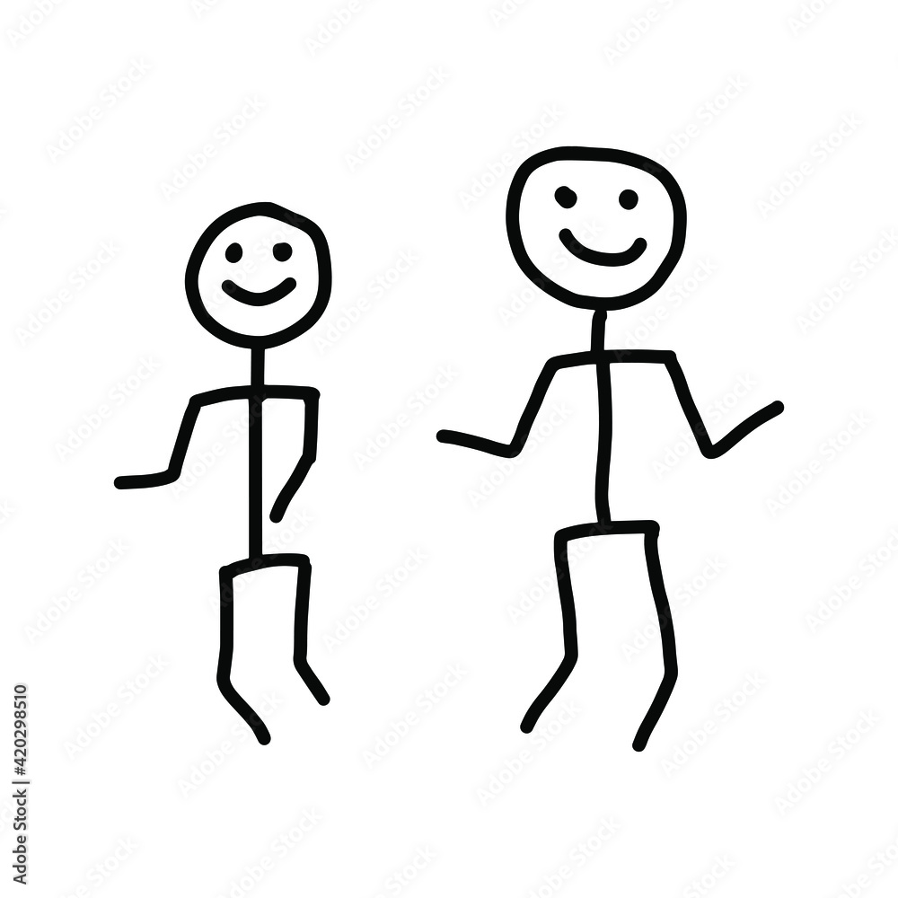 Cheerful, smiling little men. Children's drawing. Vector stock illustration eps10. Cheerful, smiling little men. Children's drawing. Vector stock illustration eps10.
