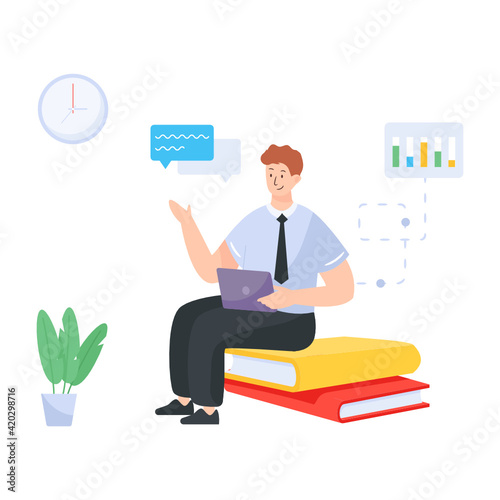 

An employee handbook in flat vector illustration


