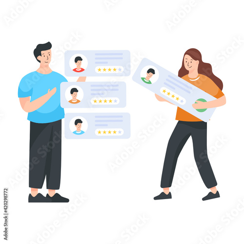 
A flat illustration of candidates ratings in editable design

