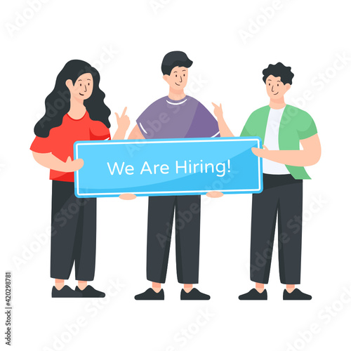 
Flat character vector illustrating we are hiring concept

