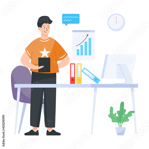  A business analyst flat editable illustration   © SmashingStocks