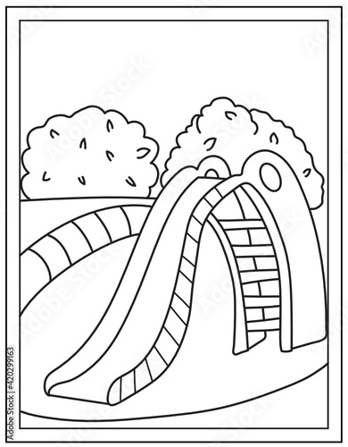 
A playground slide colouring page vector download

