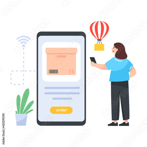 
A flat online courier services illustration


