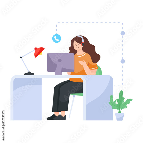 
Vector illustration of customer helpline in flat visual

