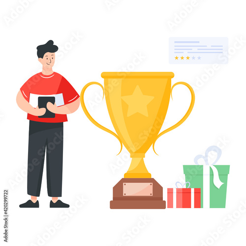 
Flat editable illustration of reward program

