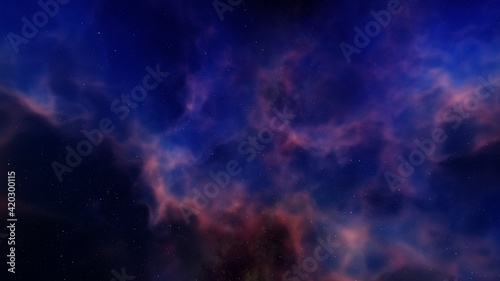 Space background with nebula and stars, nebula in deep space, abstract colorful background 3d render © ANDREI
