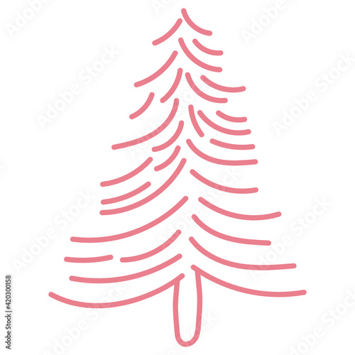  A beautiful design of christmas tree icon in doodle style