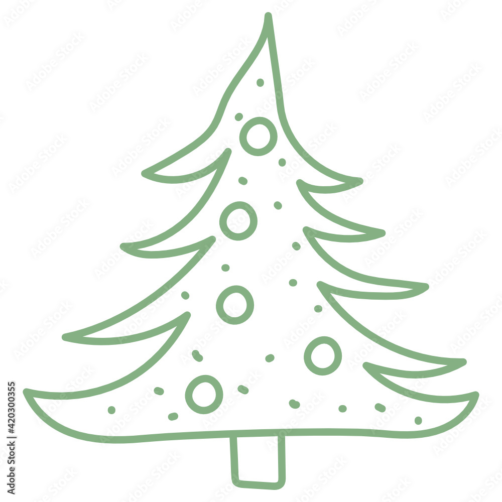 Obraz premium A beautiful design of christmas tree icon in doodle style