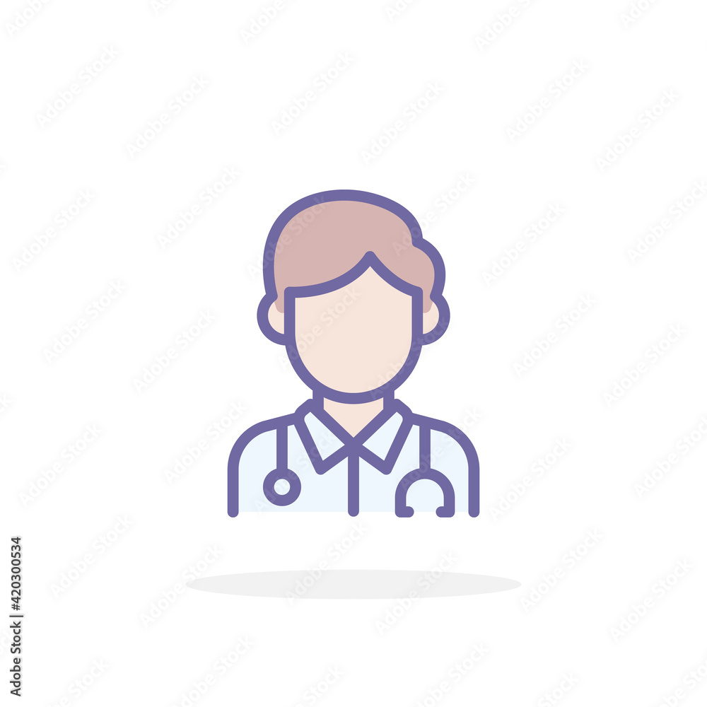 Doctor icon in filled outline style. Doctor icon in filled outline style.
