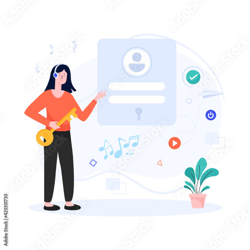 
Profile login illustration in editable vector style 

 photo