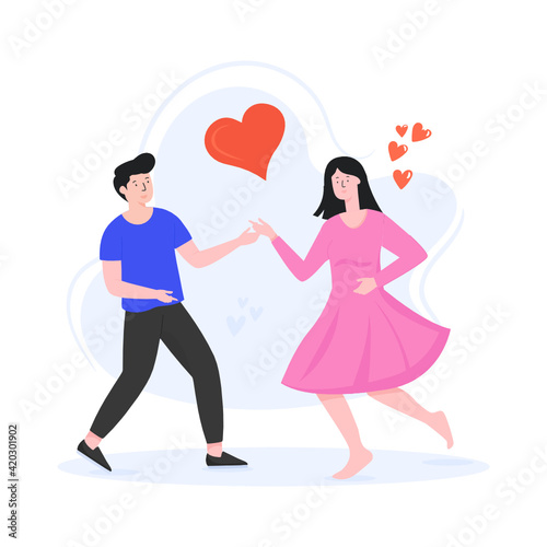 
Couple dance flat editable illustration

