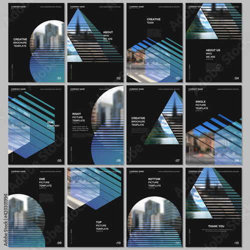 A4 brochure layout of covers design templates for flyer leaflet, A4 format brochure design, report, presentation, magazine cover, book design. Abstract geometric backgrounds with simple modern forms.