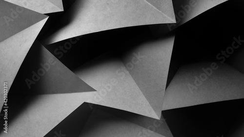 Geometric shapes made gray paper. Abstract background