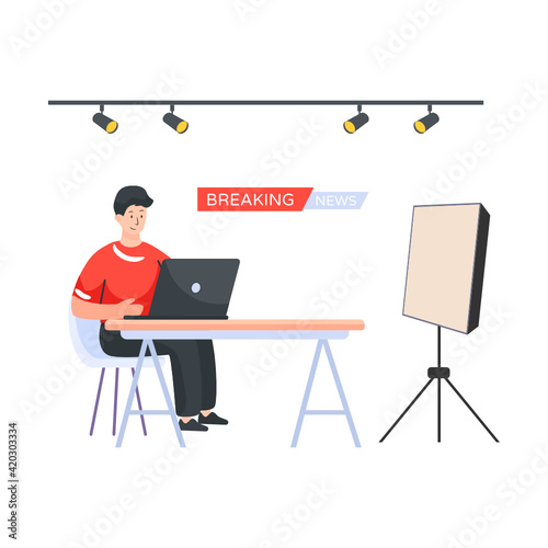 
News office in flat premium illustration

