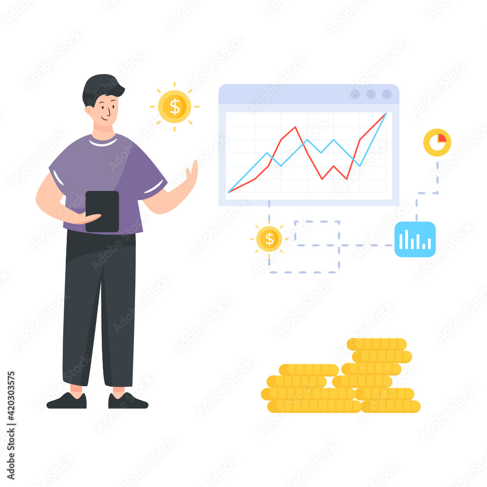 
A financial investment graph in flat editable design

