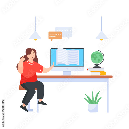 
A digital learning flat illustration

