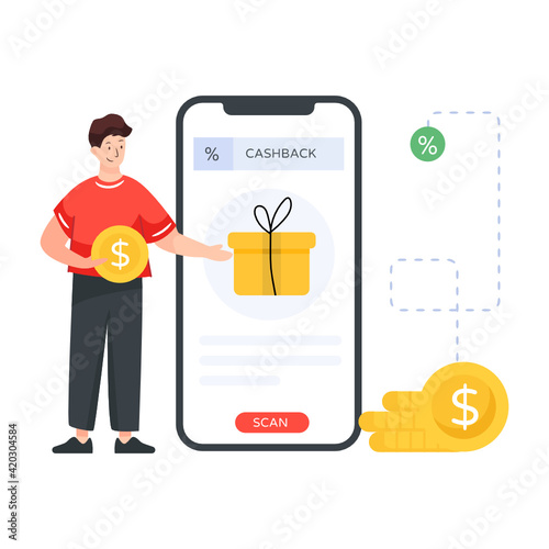 
An illustration denoting cashback reward concept in editable design

