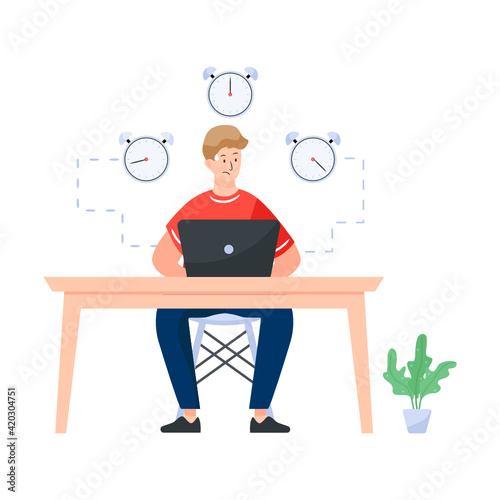  Flat illustration denoting working hours   