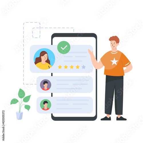 
An online recruitment process, flat vector

