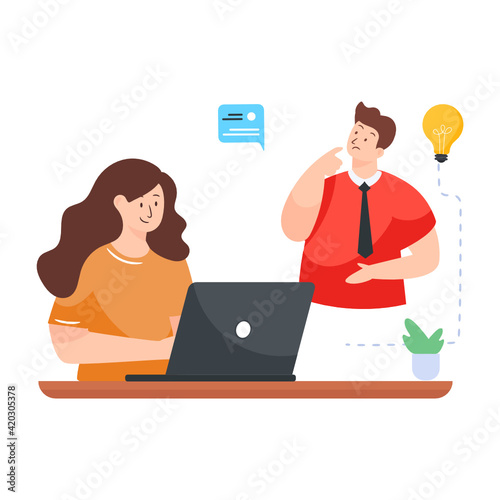 
Online job interview in flat design illustration

