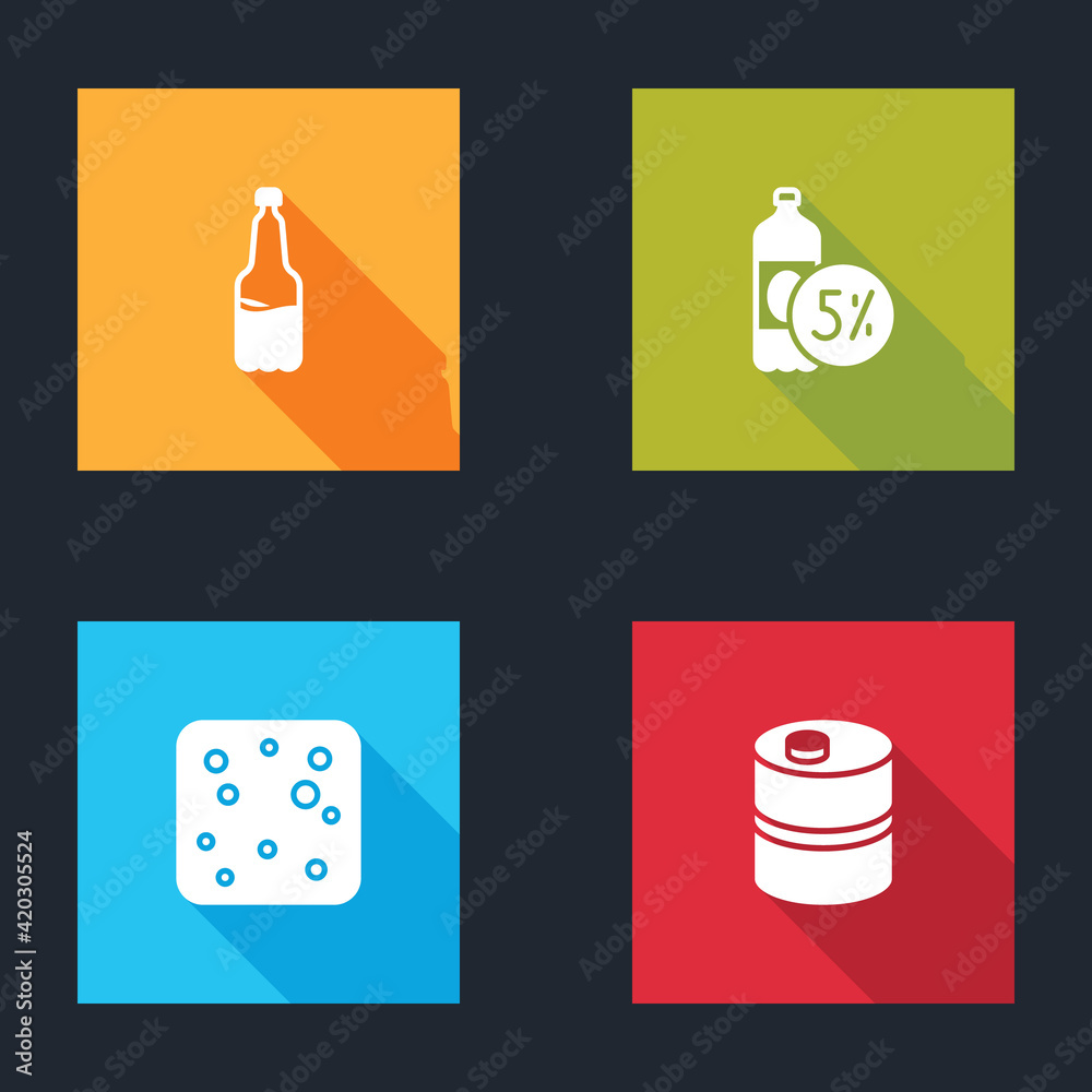 Set Plastic beer bottle, Beer, bubbles and Metal keg icon. Vector Set Plastic beer bottle, Beer, bubbles and Metal keg icon. Vector