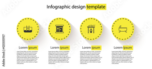 Set Swimming pool with ladder, Sauna wooden bathhouse, Aroma candle and Bathtub. Business infographic template. Vector