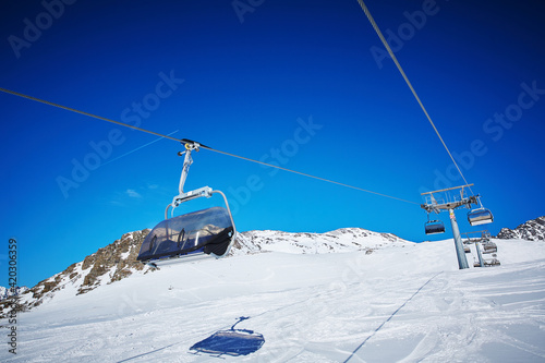 empty ski lift in the mountains