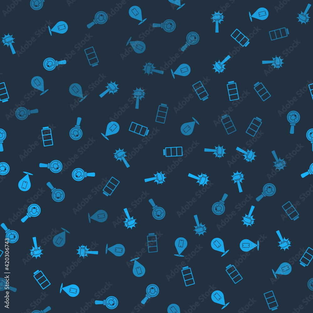 Set Phone repair service, Hammer, Battery and System bug on seamless pattern. Vector Set Phone repair service, Hammer, Battery and System bug on seamless pattern. Vector