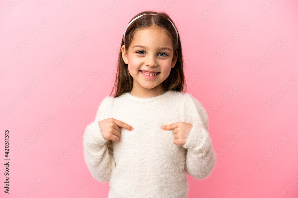 Little caucasian girl isolated on pink background with surprise facial expression Little caucasian girl isolated on pink background with surprise facial expression