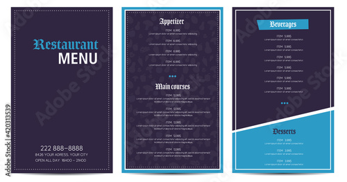 Restaurant menu flyer template design