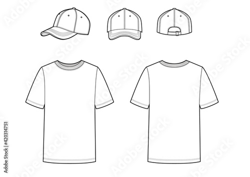 Sport t-shirt and baseball cap isolated set vector