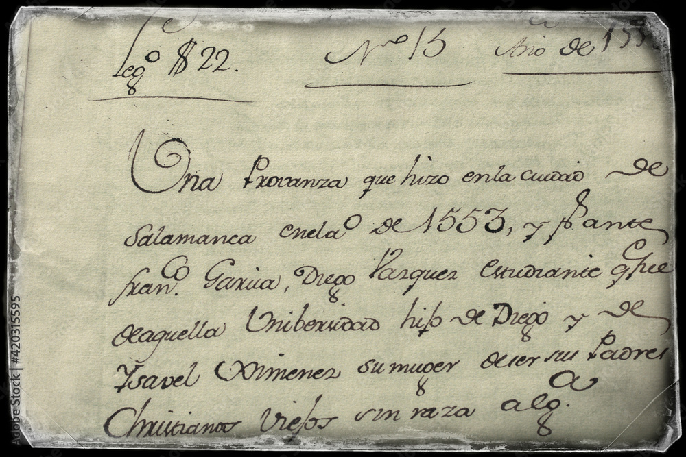 Fototapeta premium Detail of a 16th century manuscript written in Old Spanish
