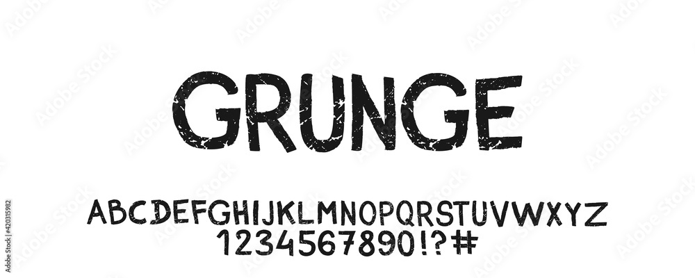 Fototapeta premium Grunge alphabet, hand drawn set, vector illustration.