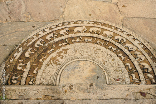 Sandakada pahana (moonstone), Polonnaruwa, Sri Lanka photo