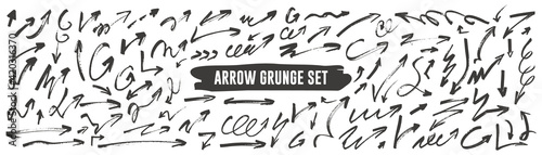 Arrow grunge vector set. Big set of hand drawn grunge arrows. Vector illustration.