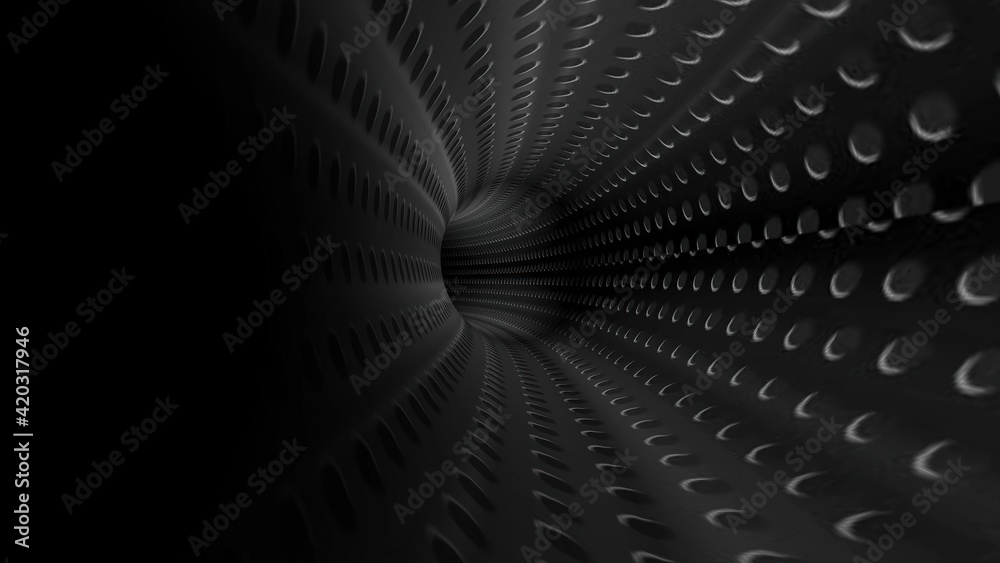 Travel Through A Dark Dots Tunnel 3d illustration Travel Through A Dark Dots Tunnel 3d illustration