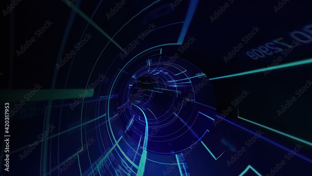 Travel through virtual digital hi-tech tunnel 3d illustration Travel through virtual digital hi-tech tunnel 3d illustration