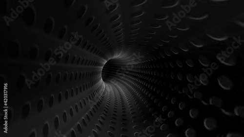 Fototapeta Naklejka Na Ścianę i Meble -  Travel Through A Dark Dots Tunnel 3d illustration